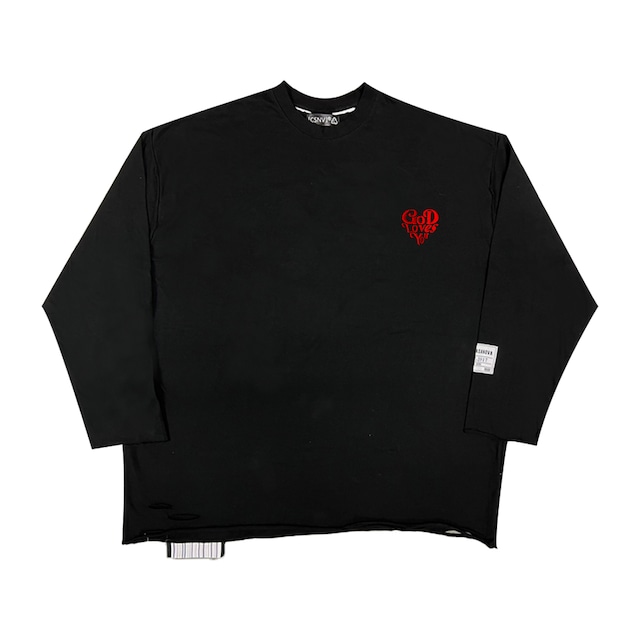 GOD LOVES YOU Damage Long Sleeve T BLACK