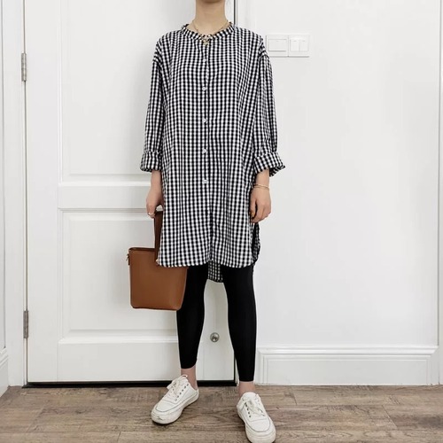 【大人用】超便利！3wayギンガムチェックロングシャツチュニック♪ワンピース シャツ ブラウス かっこいい かわいい