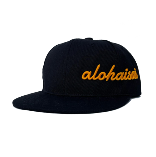 alohaisai フラットバイザー cap ブラック×サンセットオレンジ