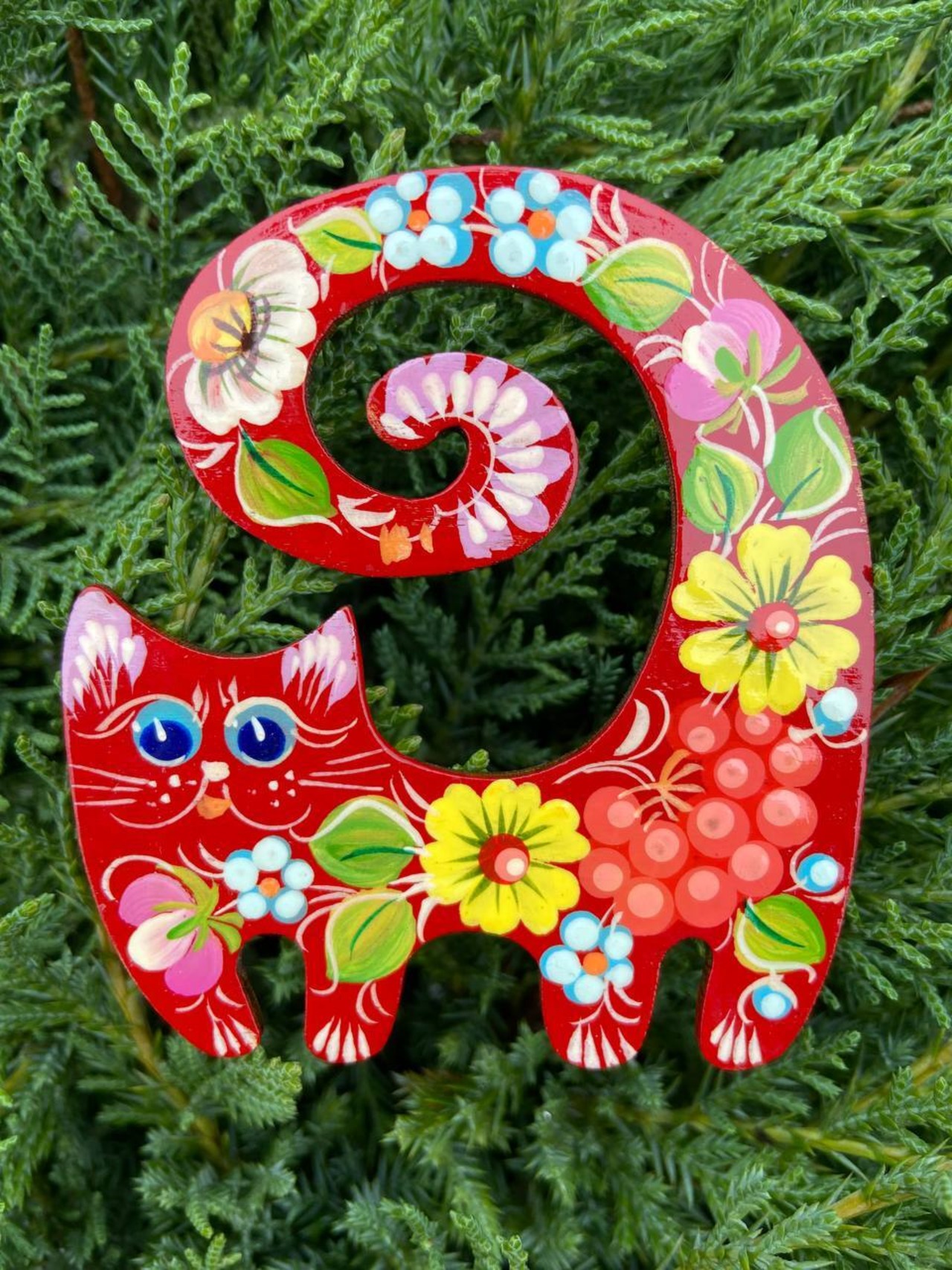 ペトリキフカの尾曲がり猫（Khomenko製作）マグネット - 1