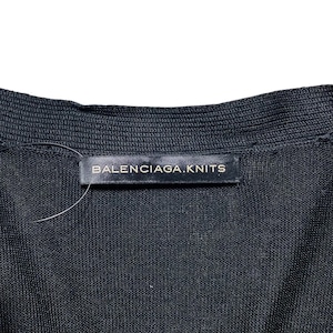 BALENCIAGA black silk knit long cardigan