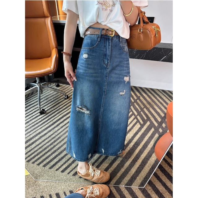 denim long skirt 10968