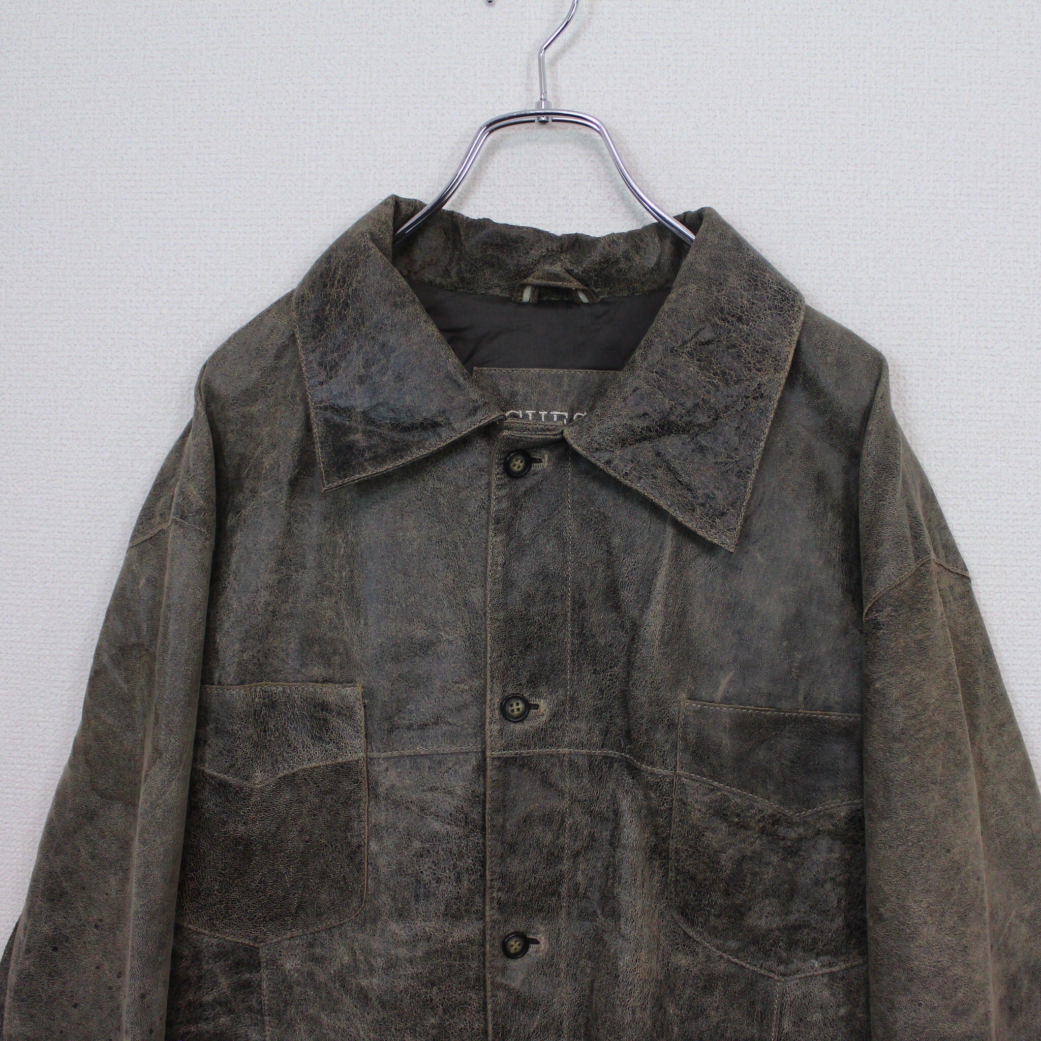 エイジングレザージャケット GUESS JEANS 篭る