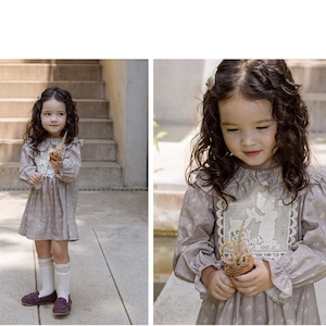 春花柄ビッグカラーワンピース2色