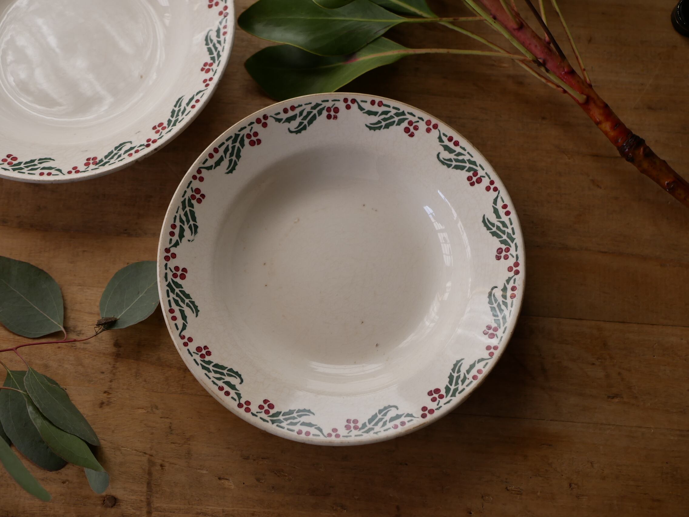 ヒイラギ 深皿 アンティークプレート ブロカントのある暮らし フランス