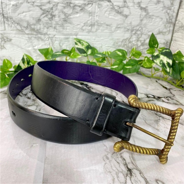 ISSEI MIYAKE メンズ本革ベルト 黒 M ロココ調バングル 激レア