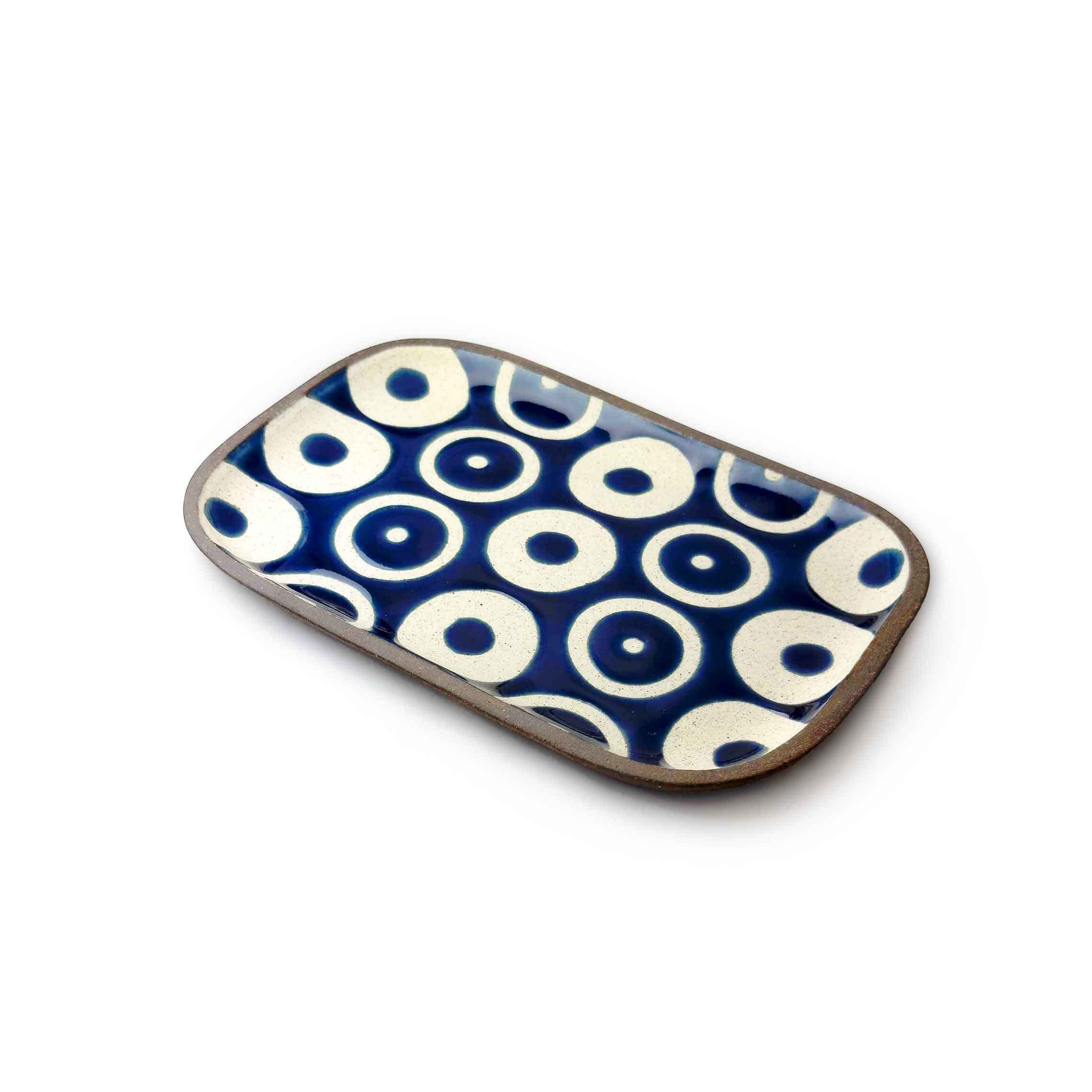 一翠窯　長方皿小 ヘゴ やちむん 一翠窯】長方皿小 ヘゴ 藍色 [やちむん] | 【琉球ガラス】と【やちむん