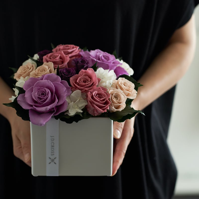 プリザーブドフラワー・モーブ＆ベージュ、ピンク | J.D.CROSS