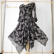 社交ダンス 衣装 ラテン スタンダード ドレス ワンピース レッスンウェア パーティドレス レディース オールシーズン ICHIOKU イチオク ブラック系 黒 フラワー シック デザイン エレガント 伸縮性あり 女性用 ドレス 花柄 コスチューム おしゃれ ダンスウェア ファッション パーティ スタイル ワンピース丈 約113cm 肩幅 約36cm ブラック ホワイト