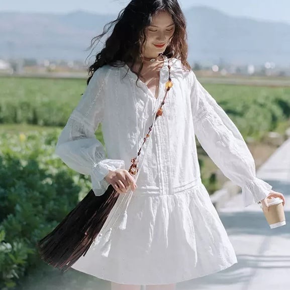 種類20：ホワイト/S ワンピース セーター 膝丈 ひざ丈 膝下 袖あり