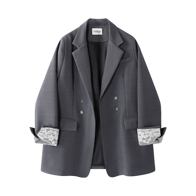 全3色/Lace cuffs double tailored jacket　M687