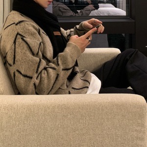 格子柄ソフトシャギーニット　MT0080351