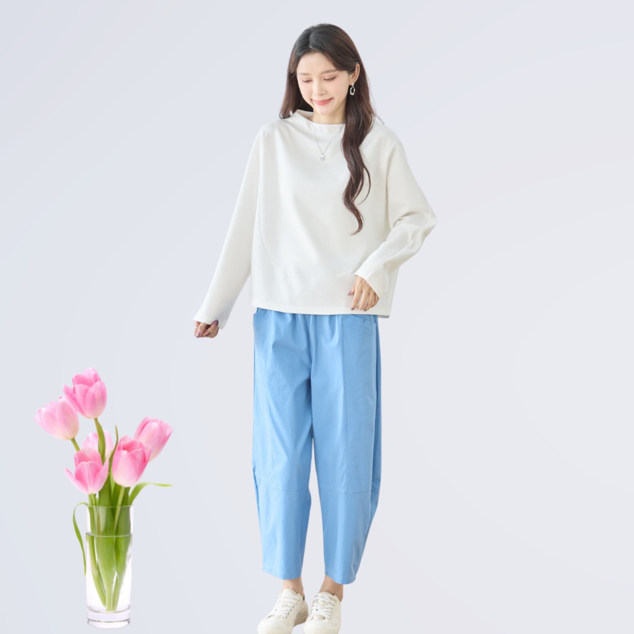 TRUBE タック入りバルーンシルエットパンツ【M~L】サックスブルー