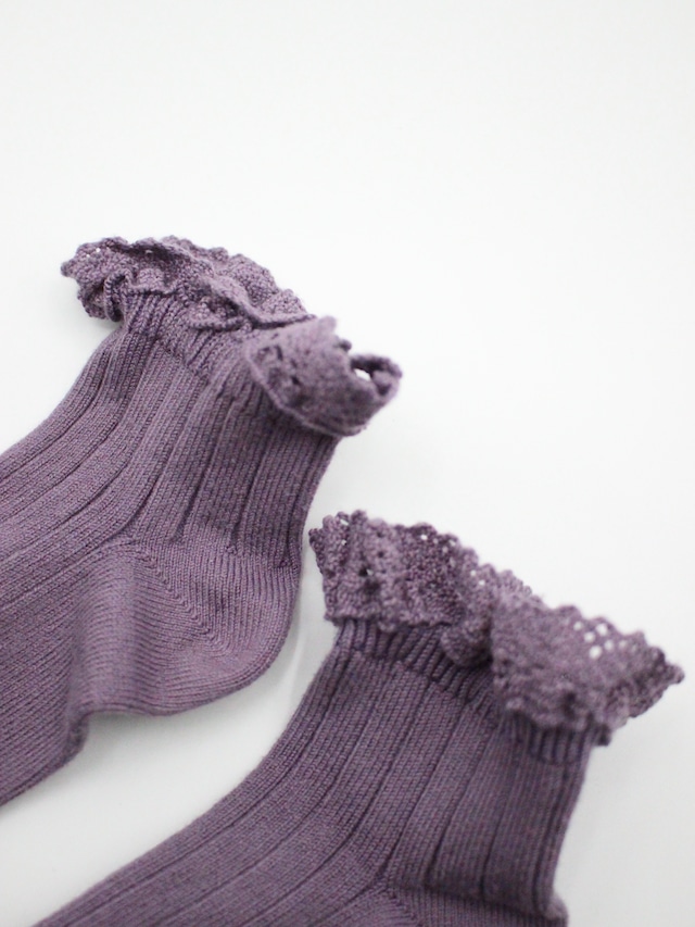 collegien  LACE TRIM SHORT SOCKS   Glycine du Japon