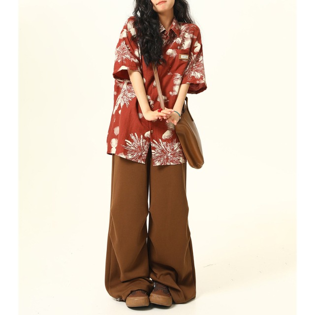 botanical red short-sleeve shirt　ボタニカルレッド半袖シャツ　J2028