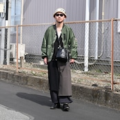 Leh(レー)Bonber Jacket、YASHIKI(ヤシキ)カーディガンコーディネート2