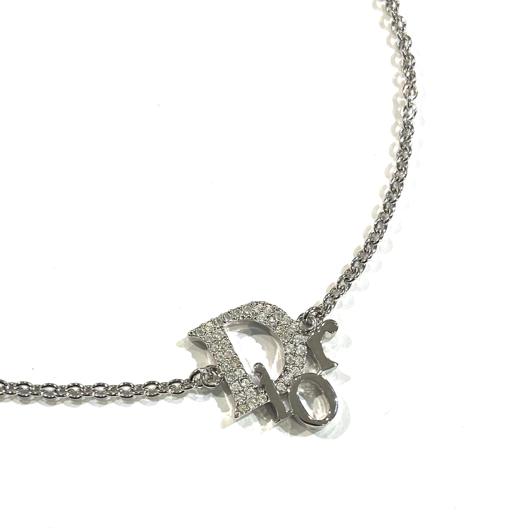 Christian Dior】2240 DIOR ディオールロゴ ラインストーンネックレス