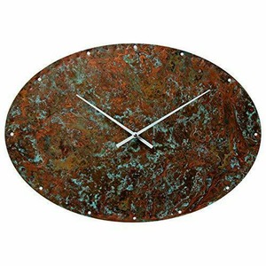 インテリア　メタルクロック Patinated Copper Large Rustic Oval Wall Clock 20-inch -