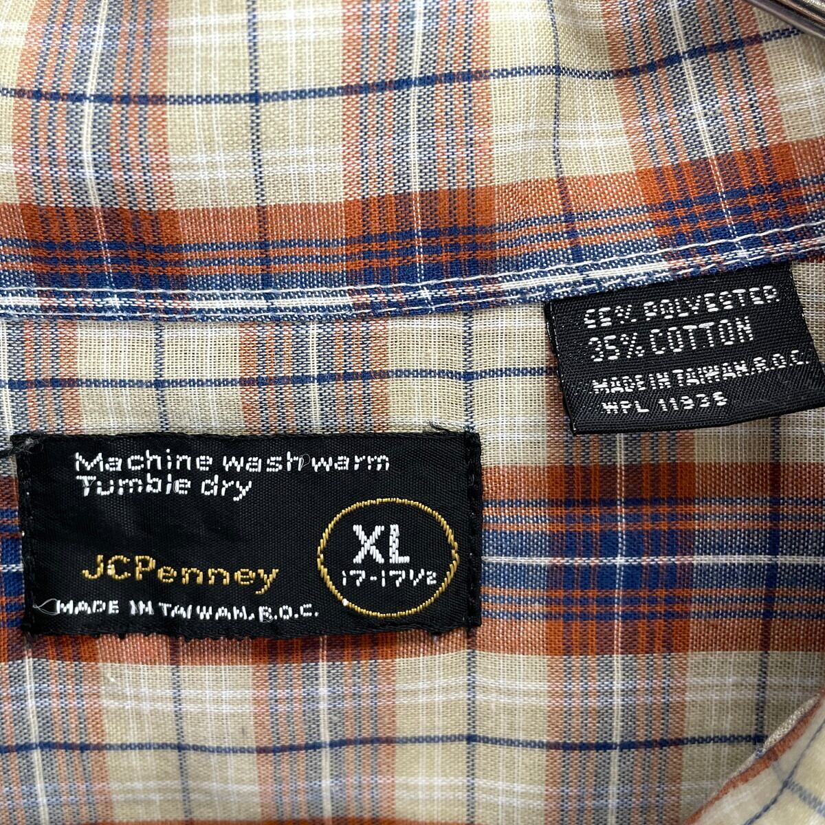 70年代 JC Penney ボックスシルエット チェックシャツ メンズXL 古着