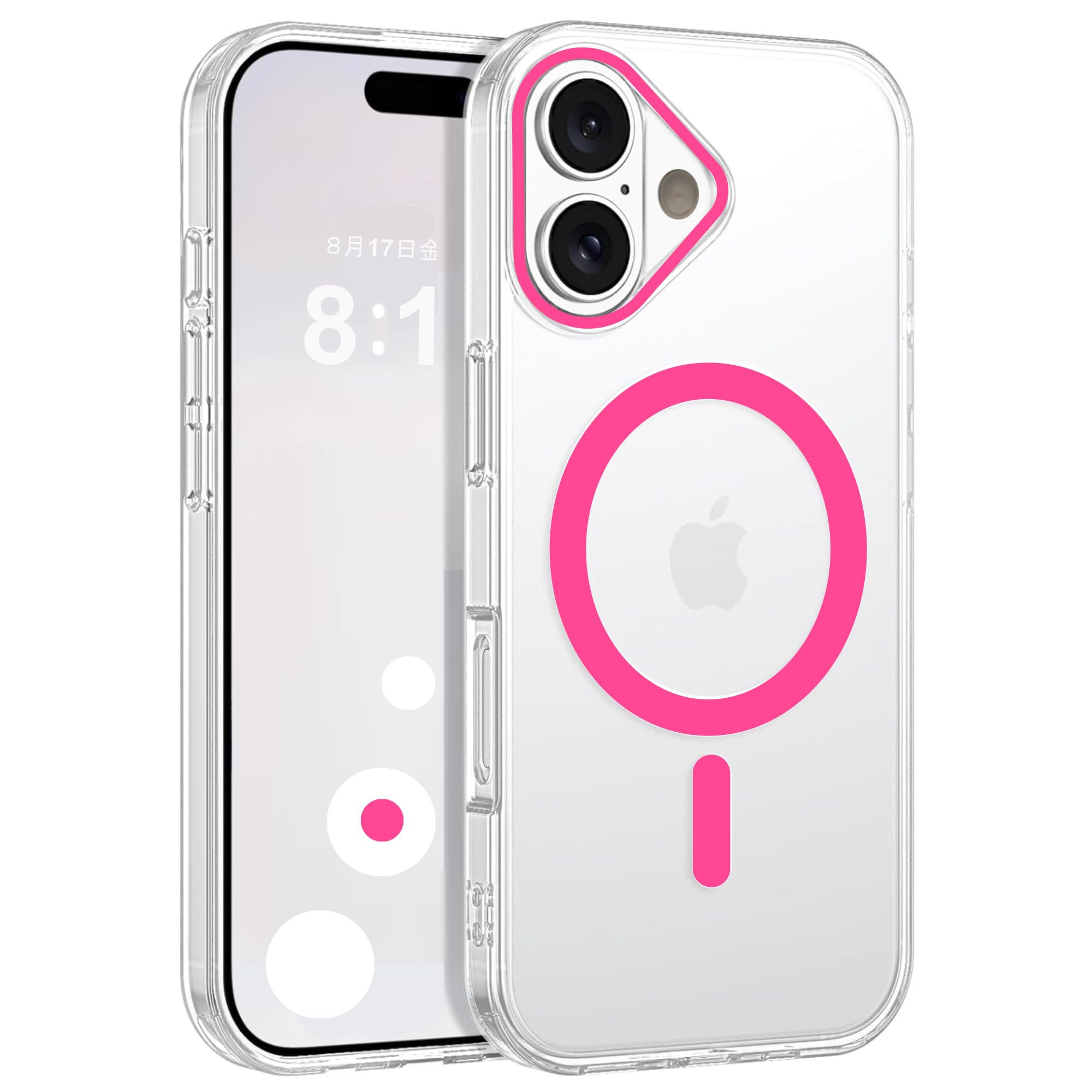 【Pinscher(ピンシャー)】 iPhone17用 (クリア ピンク) 6.3インチ Magsafe対応ケース アイフォン17用 ケース スマホケース マグネットケース カバー バンパー TPU Qi充電 耐衝撃 Magsafe対応 防衝撃 擦り傷防止 軽量 薄型 pc012-17-p