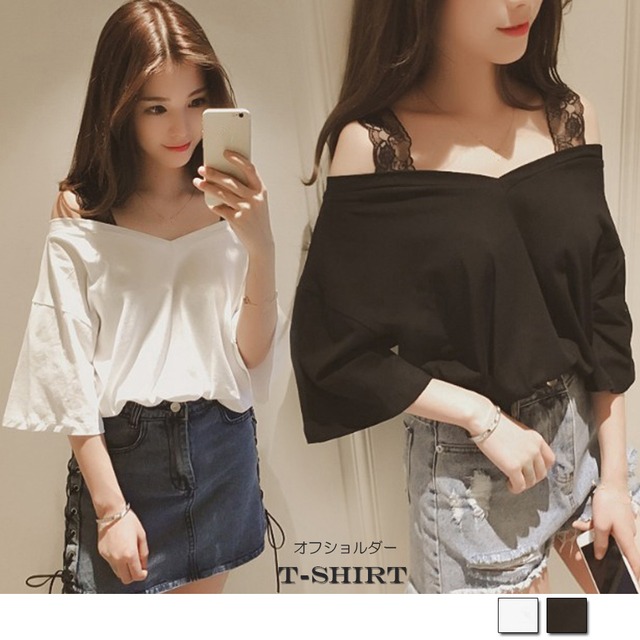 Tシャツ レディース 5分袖 カジュアル 無地 オフショルダートップス 肩開き Sturm Tシャツ レディース 5分袖 カジュアル 無地 オフショルダートップス 肩開き Sturm
