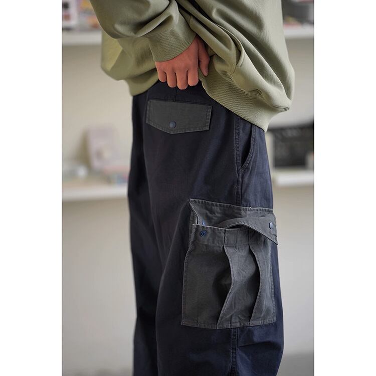 ★COLOR BLOCK MULTI-POCKET STRAIGHT PANTS　　　A0721