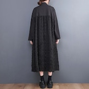 異素材切替 立体テクスチャ ワンピース 00332