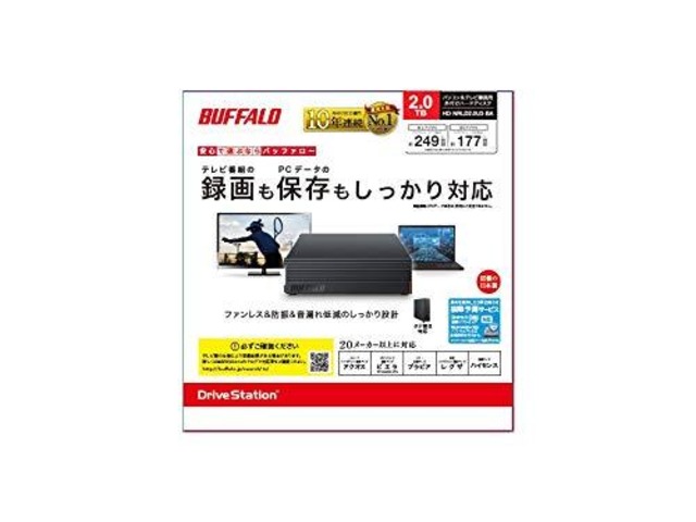 バッファロー HD-NRLD2.0U3-BA 2TB 外付けハードディスク メカニカルハードデイスク ドライブ スタンダードモデル ブラック
