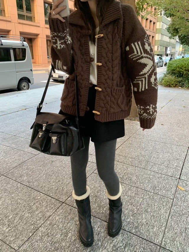 (予約) mellounge / Jagd color blocking cowichan cardigan 2color