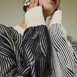 ストライプツートーンニット　21964