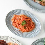 グレー しのぎ ライン オーバルプレート 26cm 皿 おしゃれ カフェ食器 楕円皿