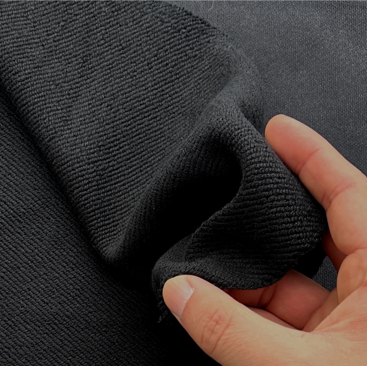 ★TC546◆2.4m◆綿ポリエステル混サラッと弱光沢裏毛ニット生地◆ブラック