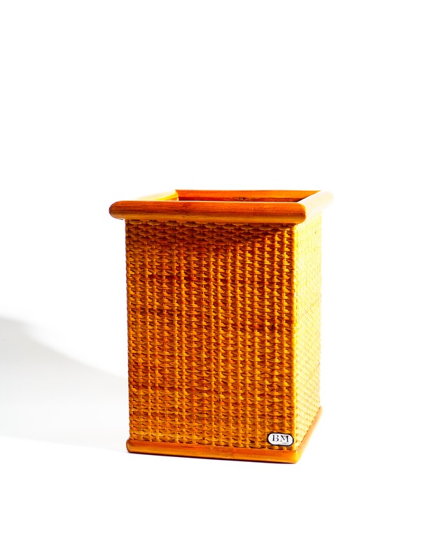 Rattan & Wood Mini Trash Can