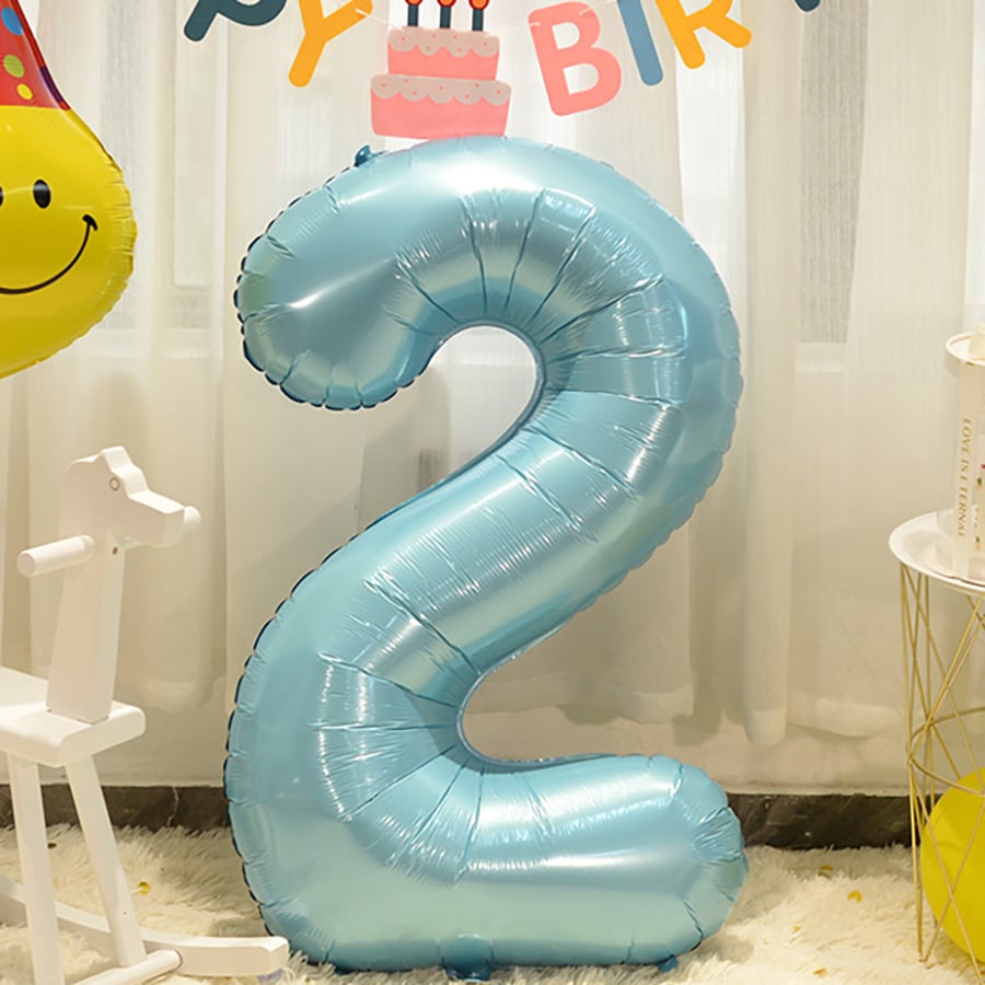 マカロンブルー バルーン 風船 数字 誕生日 パーティー 飾り付け 1枚