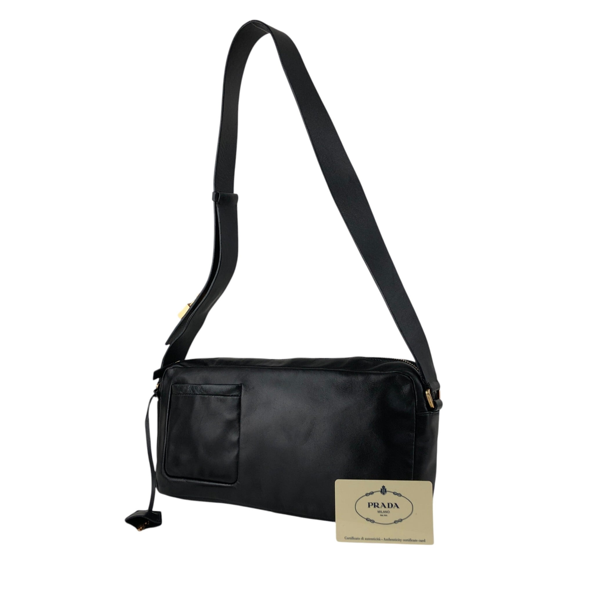 PRADA プラダ ショルダーバッグ ブラック パドロック ナッパレザー