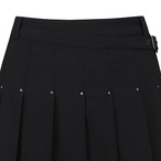 WOMEN BUCKLE DECORATIOIN PLEATS SKIRT