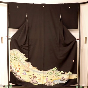 正絹・黒留袖・着物・五つ紋・No.180609-24・梱包サイズ60