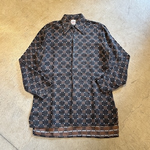 EUROPE VINTAGE WOOL GRANDPA SHIRT GRAY