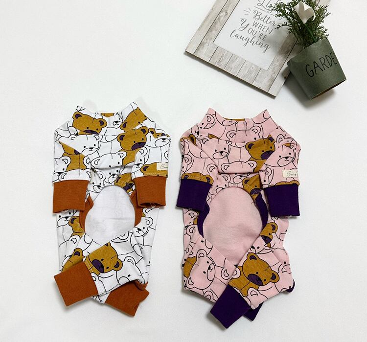 big bear all in one 2color S ~ XL  /  犬服 新作 オールインワン くま柄 春夏 可愛い 犬の服 ロンパース ドッグウェア つなぎ ストレッチ 小型犬 中型犬