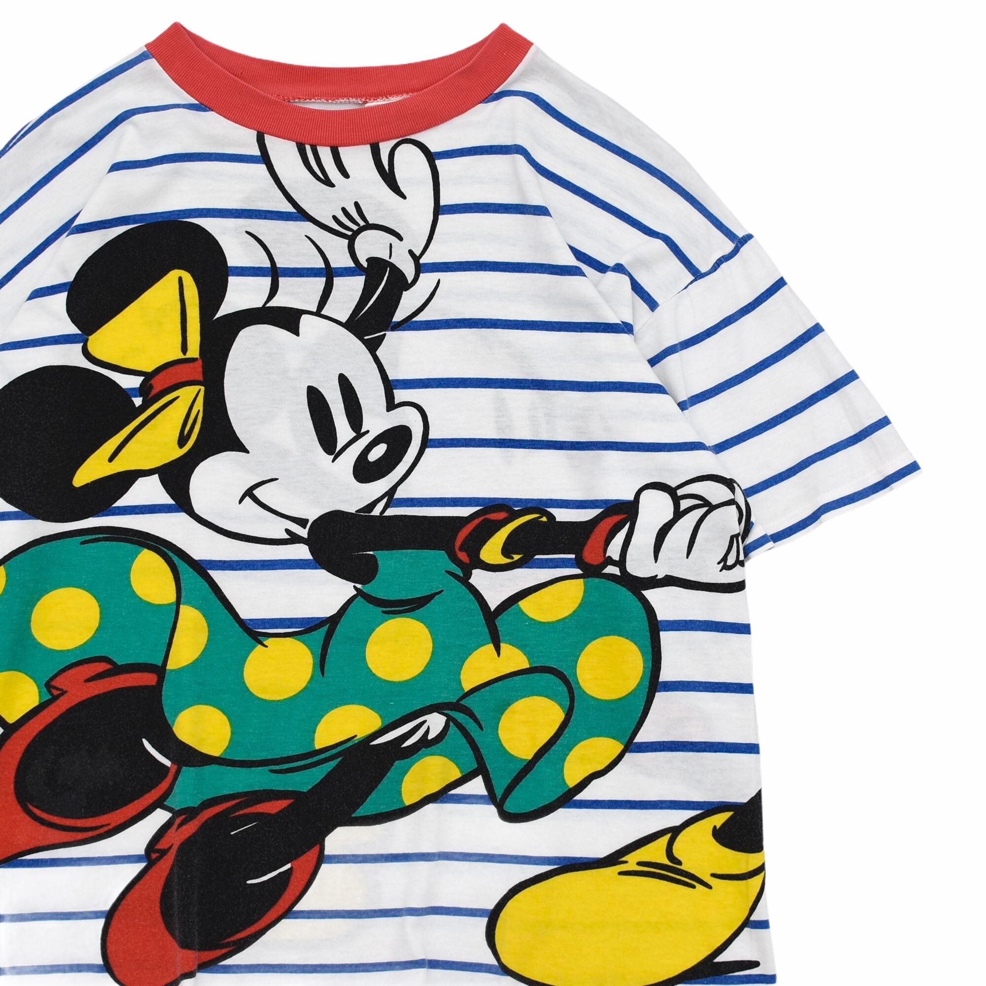 90's EUR MICKEY & MINNIE border T-shirt Made in Portugal | 古着屋