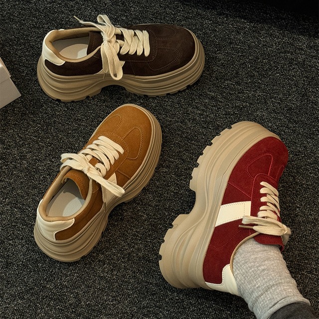 colorful platform lace-up sneakers　カラー厚底レースアップスニーカー　J1429