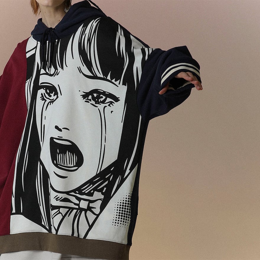 即納 サブカル系 伊藤潤二コラボ 富江 イラスト Lサイズ フーディ