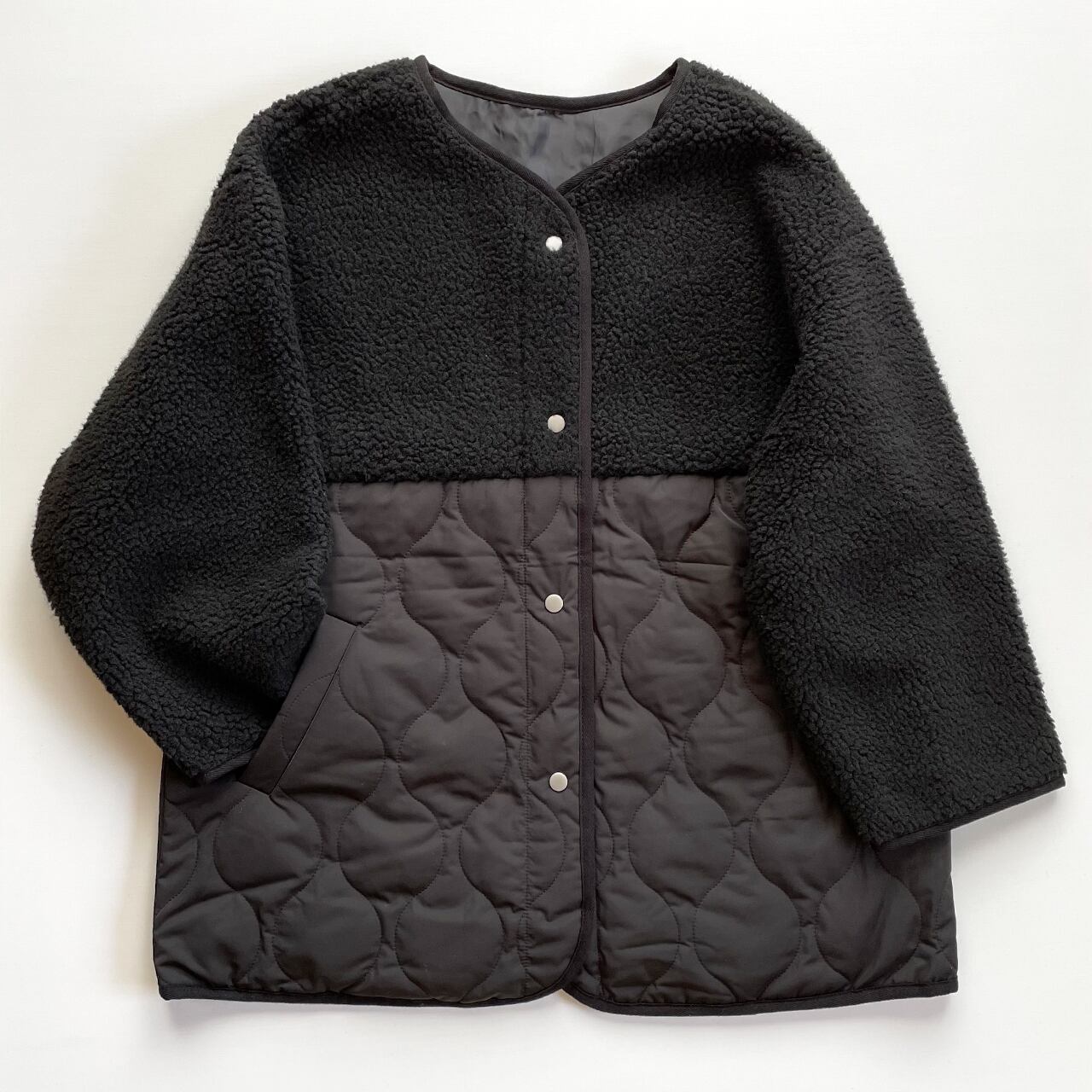 Boa switch wave quilting jacket (black)