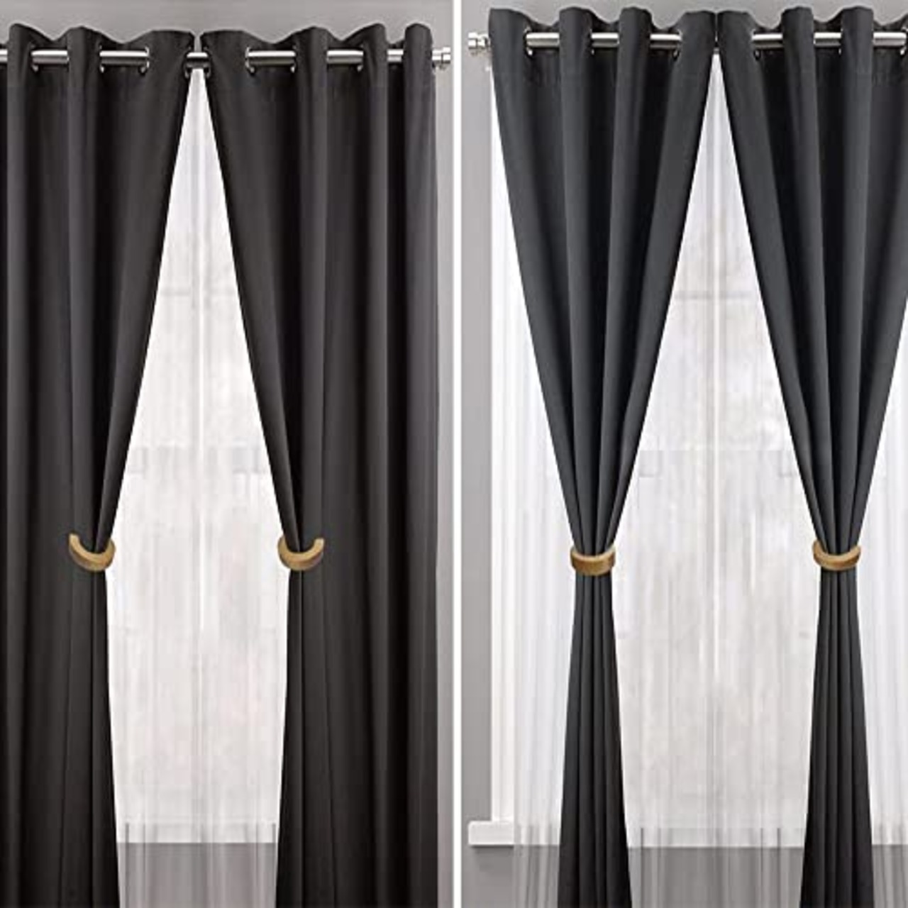 DFsucces カーテン タッセル マグネット 木製 リング型 アクセサリー 2個セット カーテン留め飾り 房掛け カーテンホルダー 窓装飾 留め具 取り付け簡単