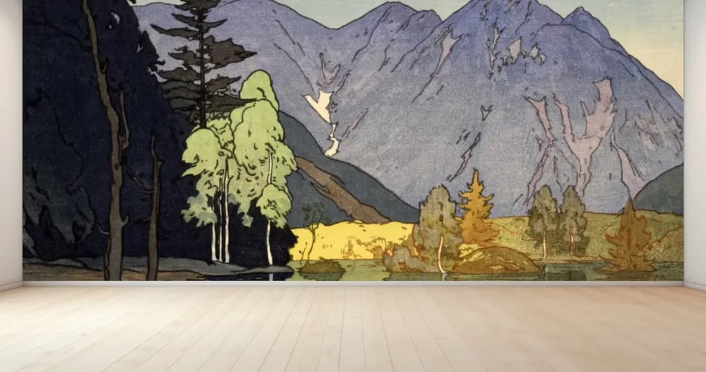 吉田博 日本アルプス十二題 穂高山 クロス 日本画 洋画家 版画家 | PAY ID