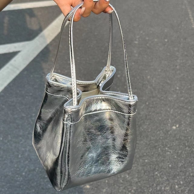 square leather bucket bag