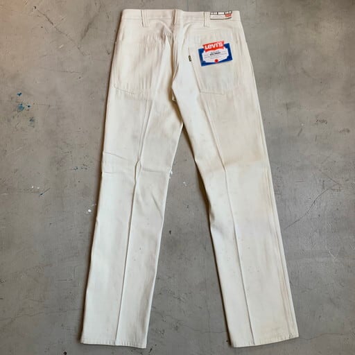 70's LEVI'S STA-PREST 518-24 リーバイス スタプレ ストレート パンツ Big E デッドストック フラッシャー付き  ホワイト 白 黒金タブ TALON W33 刻印375 希少 ヴィンテージ BA-1016 RM1385H | agito vintage  powered