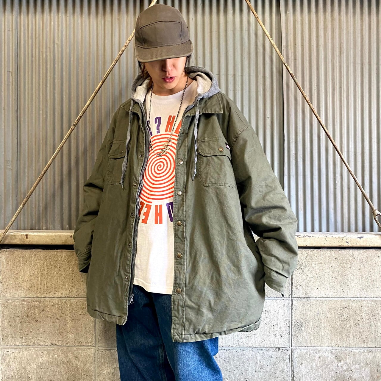 ビッグサイズ Dickies ディッキーズ ダック地 フード付き フェイク