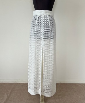 予約：Vintage使用/限定販売: ディープスリットスカート/メッシュホワイト　Deep slit skirt mesh white