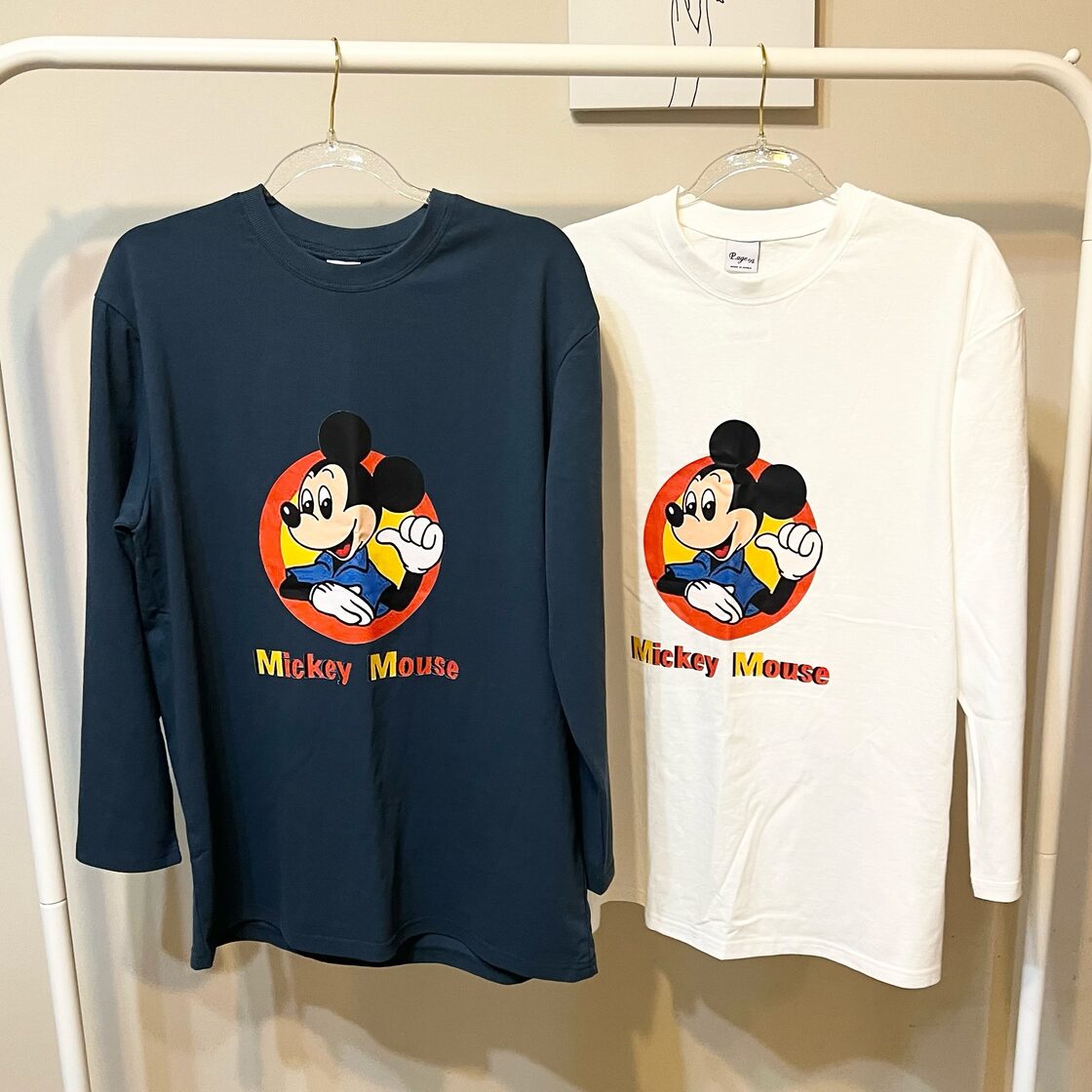 レトロミッキープリントロングTシャツ ミッキーマウス 冬服 秋服 